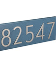 satin blue address plaque with silver numbers